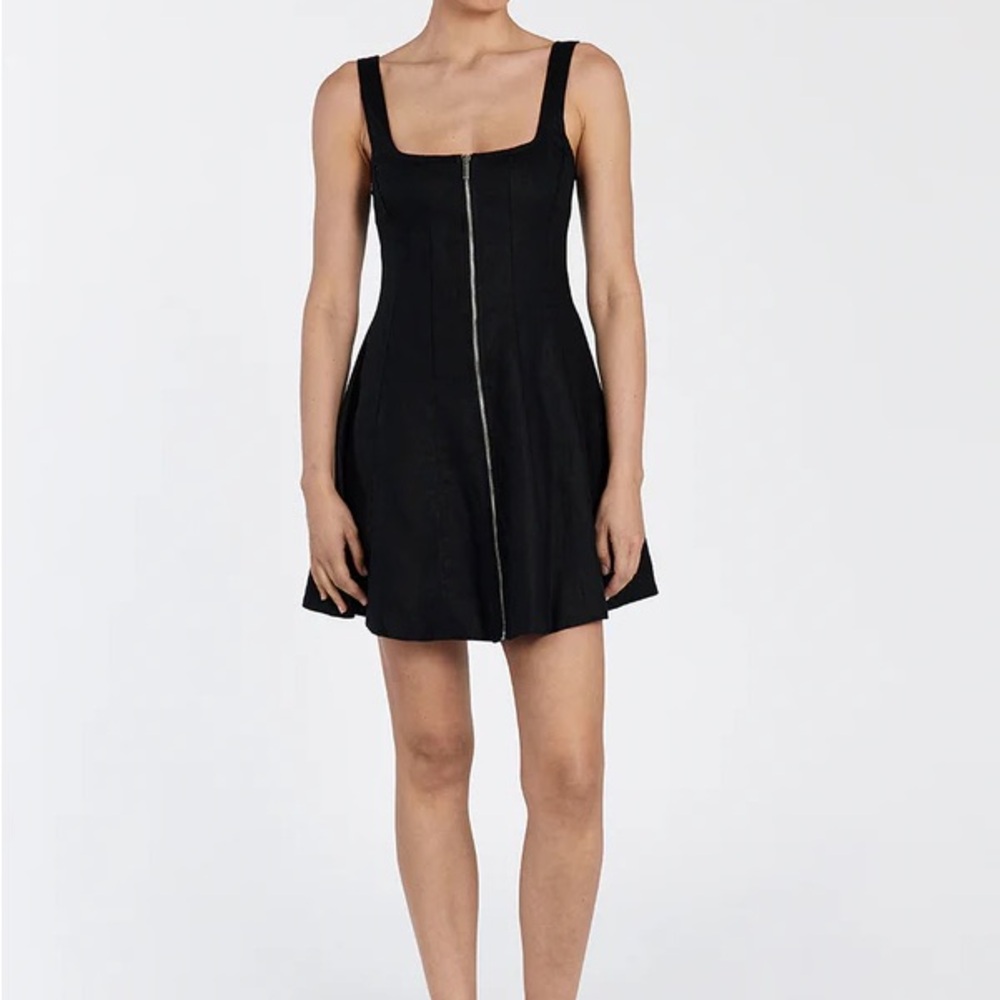 DISSH HARRIET BLACK LINEN MINI DRESS